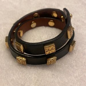 Tory Burch Double Wrap Leather Bracelet